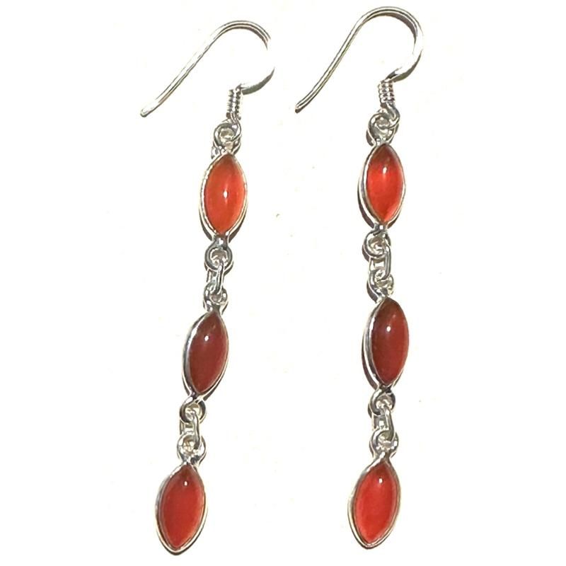 Boucles d'oreilles cornaline Brésil AA argent 925