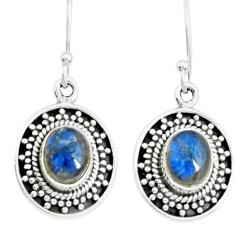 Boucles d'oreilles labradorite Madagascar AAA argent 925