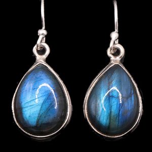 Boucles d'oreilles labradorite Madagascar AAA goutte argent 925