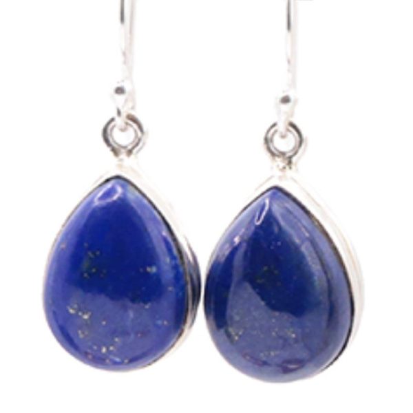 Boucles d'oreilles lapis lazuli Afghanistan AA goutte argent 925