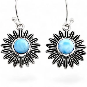 Boucles d'oreilles larimar AA argent 925