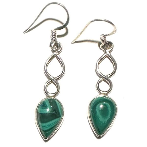 Boucles d'oreilles malachite Congo AA argent 925