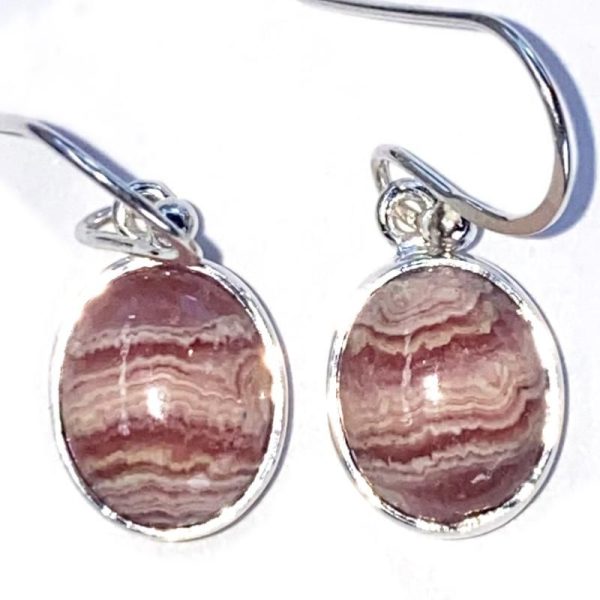 Boucles d'oreilles rhodochrosite ovale argent 925