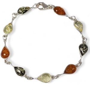 Bracelet Ambre multicolore Lituanie AA argent 925