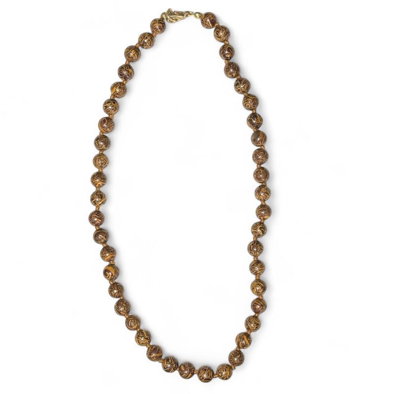 Collier jaspe peau de serpent Inde A (boules 8mm) - 45cm