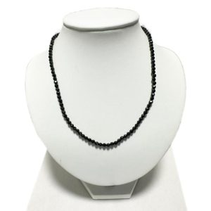Collier spinelle noir Thaïlande AA (perles facettées 3-4mm) - 45cm