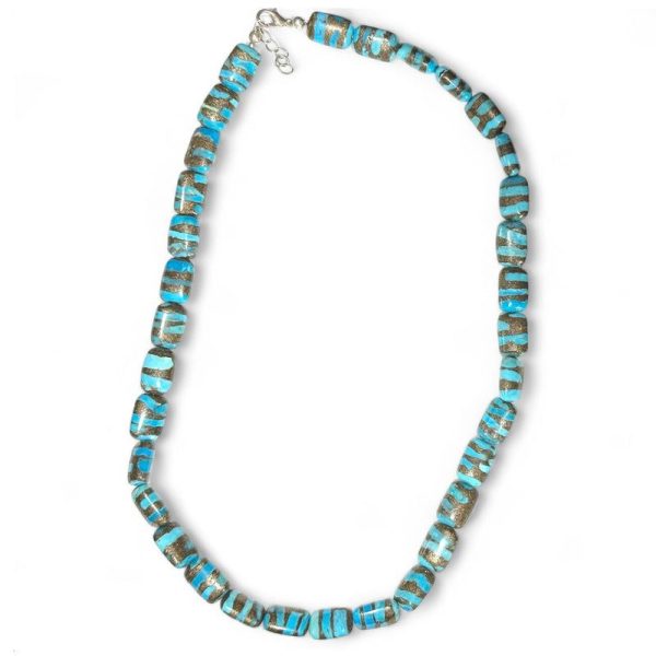 Collier Turquoise sur Pyrite Iran AA+ (pierres roulées) - 52-55cm