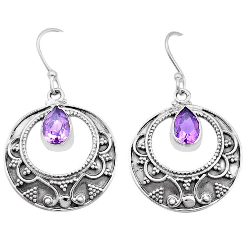 Boucles D'oreilles Améthyste Brésil Aaa Argent 925